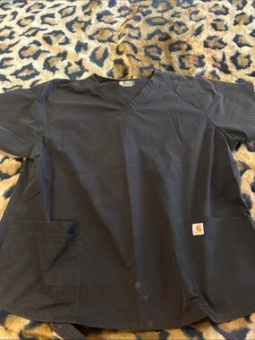 Carhartt Black V-Neck Work Top with Pocket Logo